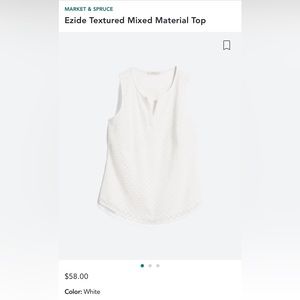Market & Spruce Sleeveless Blouse, White with white dot design, Size Large.